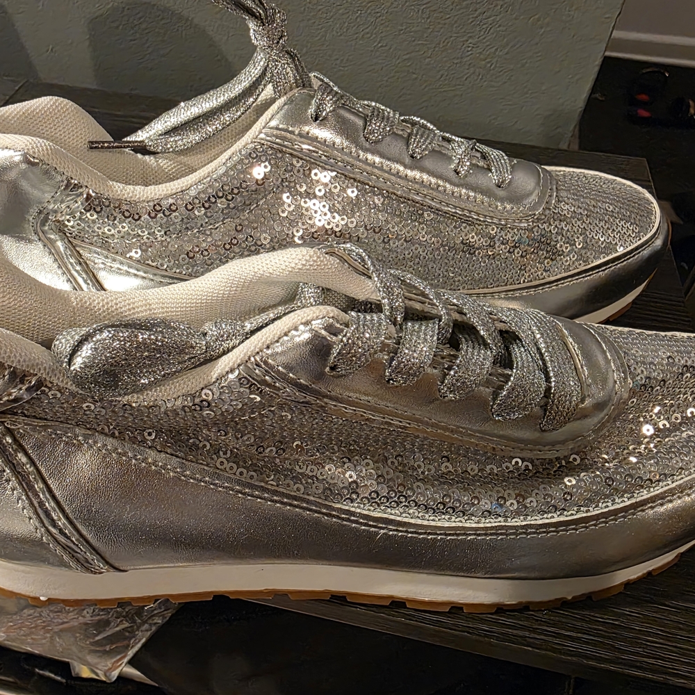 Silver Sequin Women's Athletic Shoes